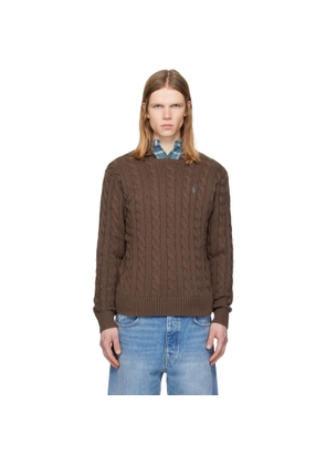 Polo Ralph Lauren Brown Cable-Knit Cotton Sweater