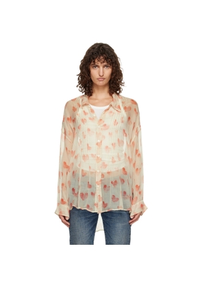 R13 Off-White Pintuck Drop Neck Shirt