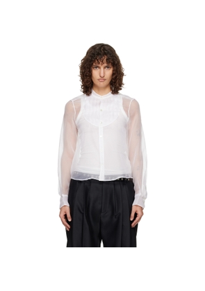 R13 White Pleated Tuxedo Front Shirt