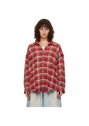 R13 SSENSE Exclusive Red Shredded Seam Drop Neck Shirt
