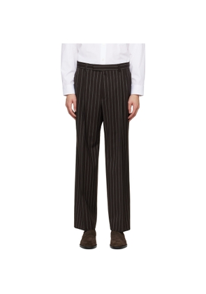 BOSS Brown Relaxed-Fit Virgin Wool Trousers