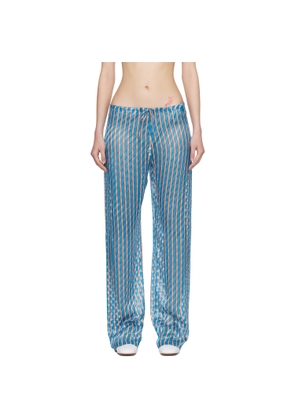 Dries Van Noten Blue Devoré Elasticated Trousers