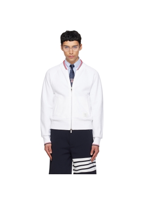 Thom Browne White Pique loopback RWB Tipping Sweater