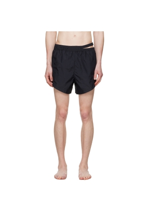 LGN Louis Gabriel Nouchi Black Asymmetrical Opening Swim Shorts