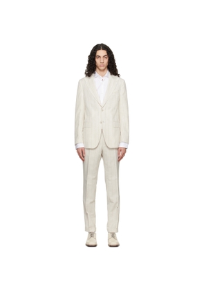 BOSS Off-White Two-Piece Slim-Fit Cotton Wool Suit