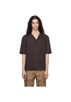BOSS Brown Short-Sleeve Linen Shirt