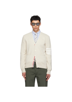Thom Browne Beige Cotton Crepe 4-Bar Milano Stitch Cardigan