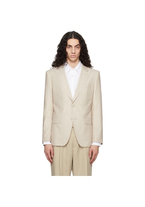 BOSS Beige Slim-Fit Wool Silk & Linen Blazer