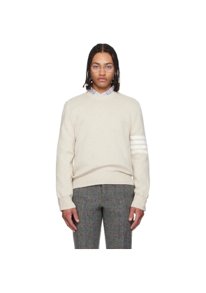 Thom Browne Beige Cotton Crepe 4-Bar Milano Stitch Sweater