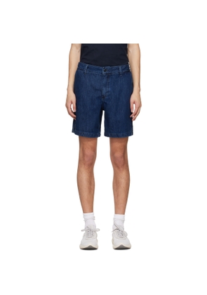 BOSS Blue Elasticized Waistband Denim Shorts