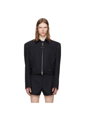 LGN Louis Gabriel Nouchi Black Shoulder Padding Wool Zipped Jacket