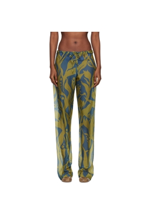Dries Van Noten Blue & Green Elasticated Trousers