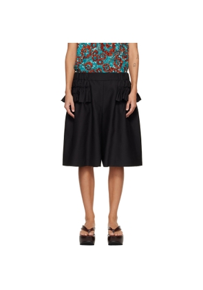 Dries Van Noten Black Ruffled Shorts