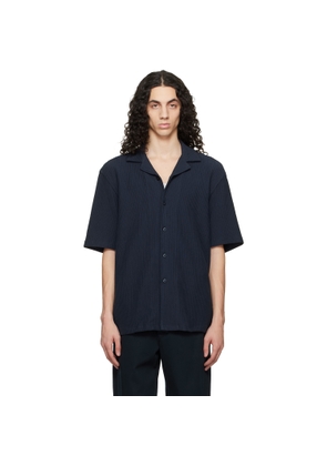 BOSS Navy Ribbed Cotton Shirt