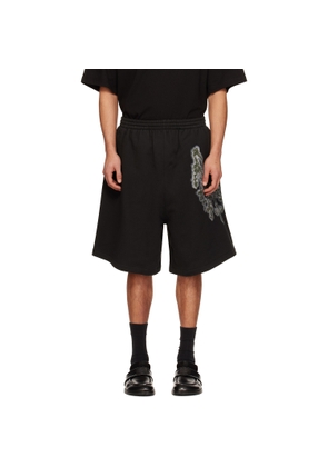 We11done Black Cross Chain Shorts