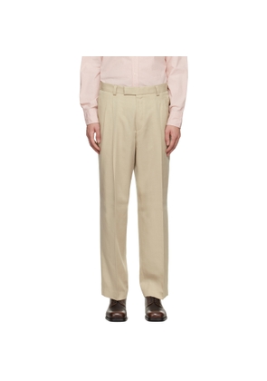 BOSS Beige Oversized-Fit Twill Trousers