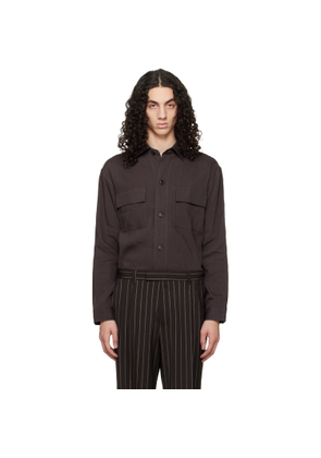BOSS Brown Flap Pocket Linen Shirt