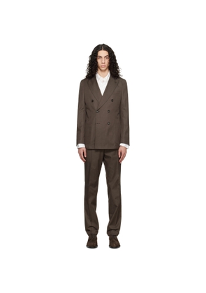 BOSS Brown Two-Piece Slim-Fit Stretch Cotton Suit