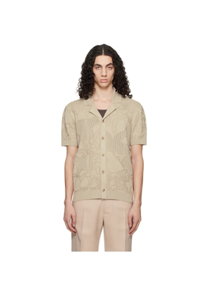 BOSS Beige Knit Cotton Jacquard Shirt