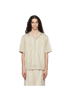 BOSS Beige Striped Relaxed-Fit Stretch Cotton Shirt