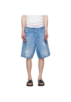 Dsquared2 Blue Light Wash Surfer Denim Shorts