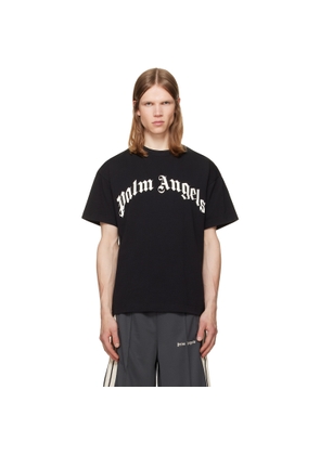 Palm Angels Black Curved Logo T-shirt