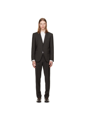 BOSS Brown Two-Piece Slim-Fit Wool Suit