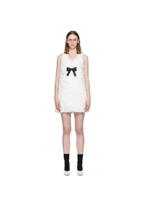 SHUSHU/TONG White Ruffle Detail Heart Neckline Minidress
