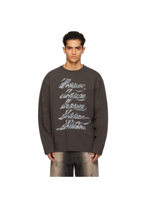 We11done Gray Se11done Multi-Logo Long Sleeve T-shirt