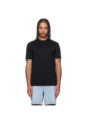 BOSS Black Cotton-Jersey Signature-Stripe Cuffs T-shirt