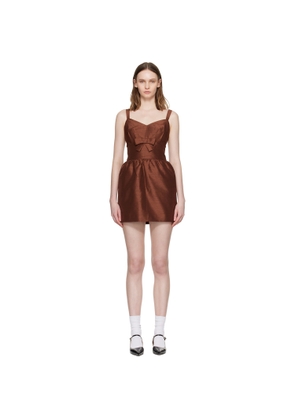 SHUSHU/TONG Brown Wide Strap Bow Back Minidress