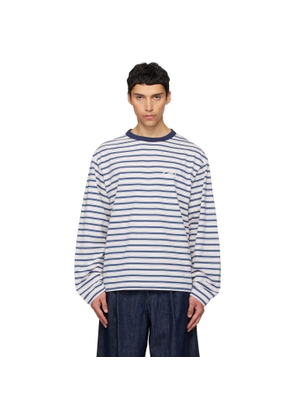 We11done White & Blue We11done Stripe Long-Sleeve T-shirt