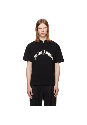 Palm Angels Black Curved Logo Polo