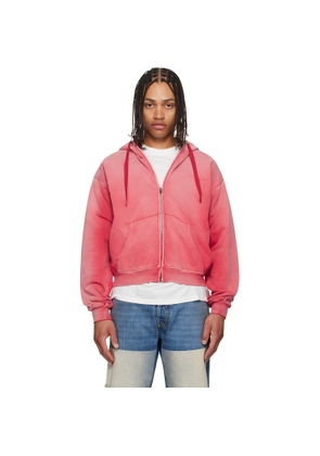 Maison Margiela Red Embroidered Logo Hoodie