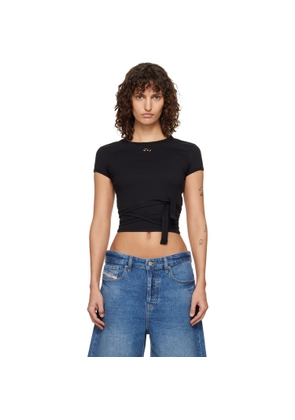 Diesel Black Wrap-Around Ribbed T-shirt