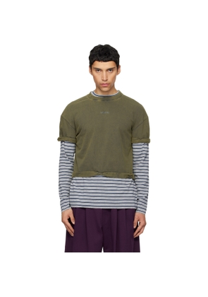 We11done Green & Gray Layered Stripe Long-Sleeve T-shirt