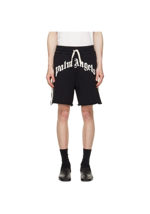 Palm Angels Black Curved Logo Track Sweat Shorts
