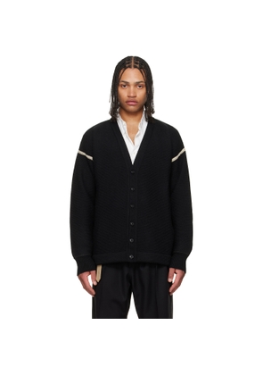 Maison Margiela Black Virgin Wool Elbow Patch Cardigan