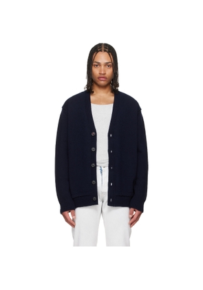Maison Margiela Navy Elbow Patch Cardigan