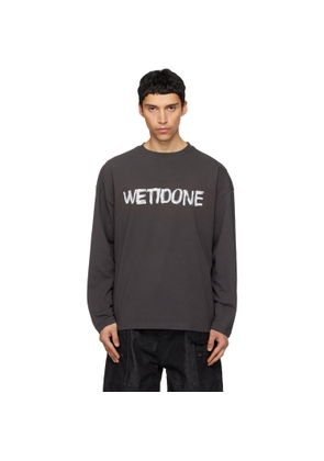 We11done Gray 'We11done' Graffiti Logo Long-Sleeved T-shirt