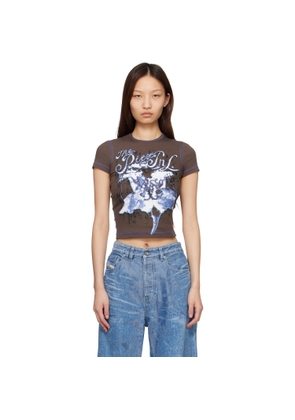 Diesel Brown Animalier-Print Rib Stretch Jersey T-shirt