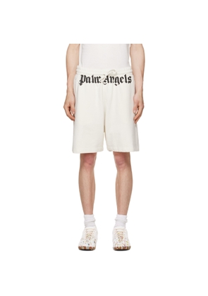 Palm Angels Off-White Waist Logo Sweat Shorts