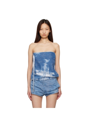 Diesel Blue Satin Denim Sleeveless Top