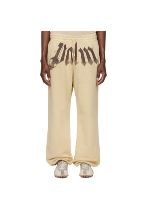 Palm Angels Beige Big Waist Logo Sweatpants