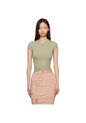 Diesel Beige Ribbed Wrap-Around Laces T-shirt