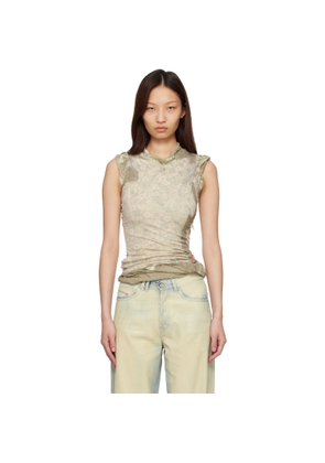 Diesel Khaki Bleached Effect Layered Top