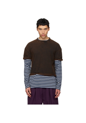 We11done Brown & Blue Layered Stripe Long-Sleeve T-shirt