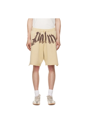 Palm Angels Beige 'Big Waist Logo' Sweat Shorts