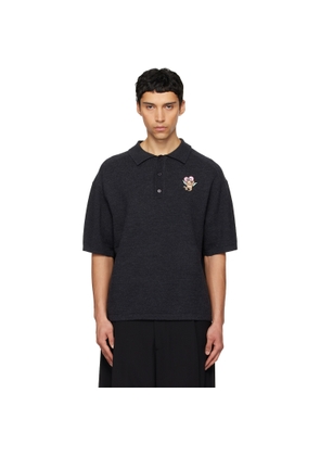 We11done Gray Patch Detailed Knit Polo