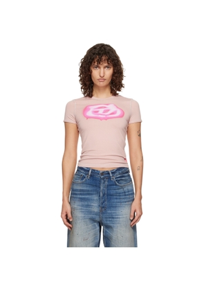 Diesel Pink Slim Graffiti-Effect Logo T-shirt